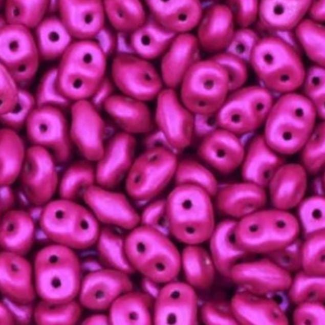 SuperDuo AluColour Magenta, 2-hole 2.5x5mm Czech Glass, 00030-33404-10 grams