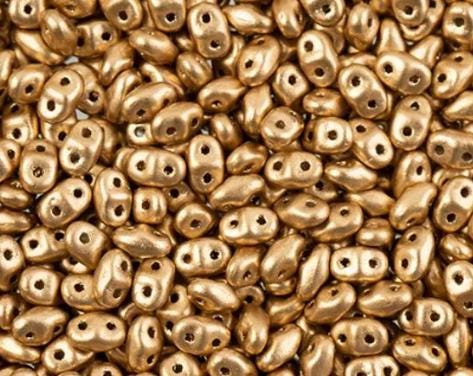 SuperDuo Crystal Bronze Pale Gold, Czech Glass 2-hole bead 2.5x5mm, 00030-01710-10 grams