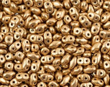 SuperDuo Crystal Bronze Pale Gold, Czech Glass 2-hole bead 2.5x5mm, 00030-01710-10 grams