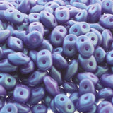 SuperDuo Tropical Blue Grape, Czech Glass 2-hole bead 2.5x5mm-24510, 10 grams