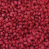 Superduo Metalust Matte Lipstick Red, Czech Glass 2-hole bead 2.5mm x 5mm, 23980-24309