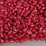 Superduo Metalust Matte Lipstick Red, Czech Glass 2-hole bead 2.5mm x 5mm, 10 grams