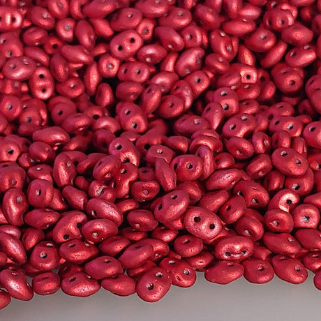 Superduo Metalust Matte Lipstick Red, Czech Glass 2-hole bead 2.5mm x 5mm, 10 grams