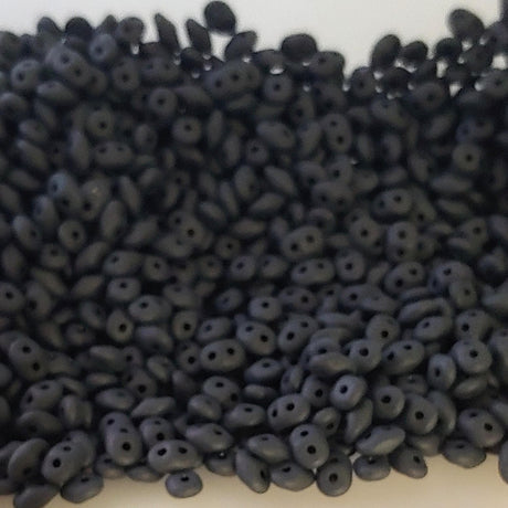 Superduo Jet Matte, Czech Glass 2-hole bead 2.5x5mm, 23980-84110, 10 grams