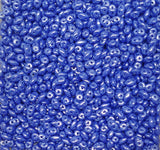 SuperDuo Opaque Blue White Luster, Czech Glass 2-hole bead 2.5x5mm, 533050-14400