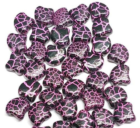 Ginko Bead Ionic Jet Pink, 2-Hole Czech Glass 7.5x7.5mm, 24615-35 beads