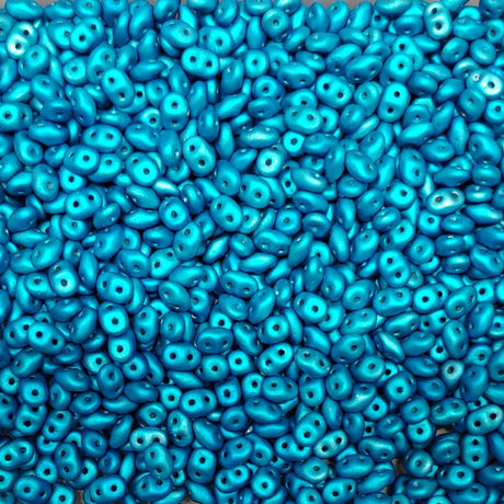 Superduo Metalust Matte Turquoise, Czech Glass 2-hole bead 2.5mm x 5mm