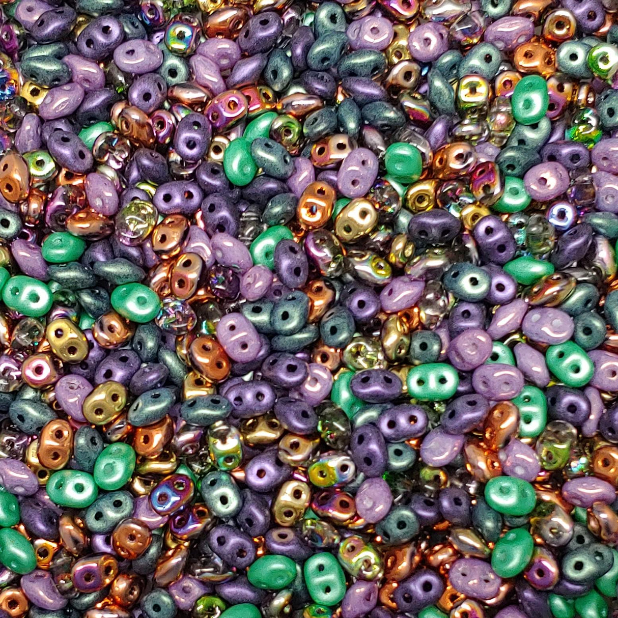 SuperDuo Mardi Gras Mix, 2.5x5mm Czech glass, DU05MIX169, 10 grams 