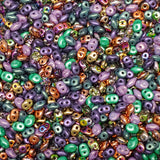 SuperDuo Mardi Gras Mix, 2.5x5mm Czech glass, DU05MIX169, 10 grams 