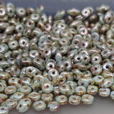 Chalk Lazure Blue SuperDuo, Czech Glass 2-hole bead 2.5x5mm, 03000-65431, 10 grams