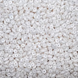 SuperDuo Pearl Shine White, 2-Hole 2.5x5mm Czech Glass-02010-24001