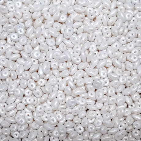 SuperDuo Pearl Shine White, 2-Hole 2.5x5mm Czech Glass-02010-24001