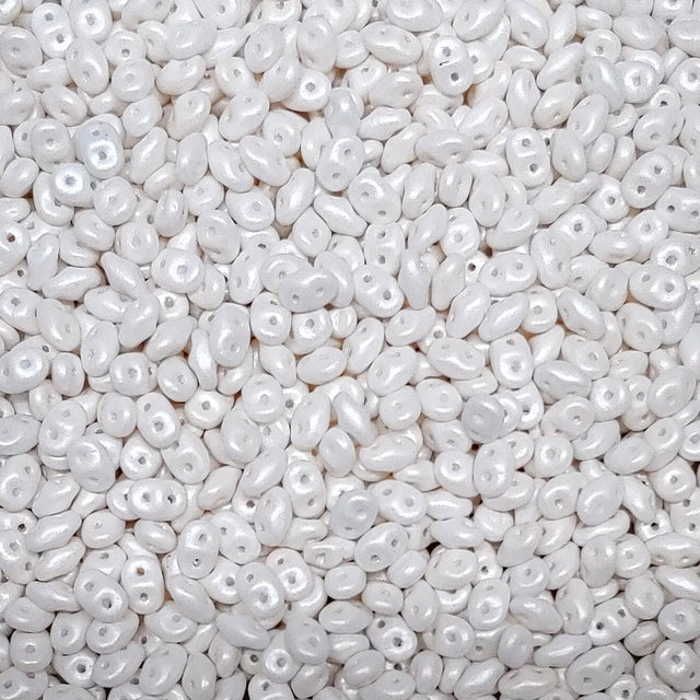 SuperDuo Pearl Shine White, 2-Hole 2.5x5mm Czech Glass-02010-24001