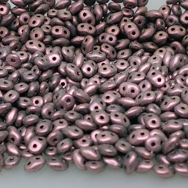 SuperDuo Polychrome Plum, 2 hole bead 2.5x5mm Czech Glass, 94106 