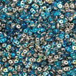SuperDuo Aqua Graphite Rainbow, Czech Glass 2-hole bead 2.5x5mm, 10 grams