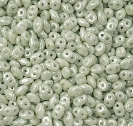 Superduo Chalk Green Luster Light, Czech Glass 2-hole bead 2.5x5mm-03000-14457, 10 grams