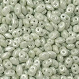 Superduo Chalk Green Luster Light, Czech Glass 2-hole bead 2.5x5mm-03000-14457