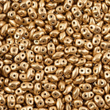 SuperDuo Crystal Bronze Pale Gold, Czech Glass 2-hole bead 2.5x5mm, 00030-01710
