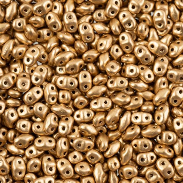SuperDuo Crystal Bronze Pale Gold, Czech Glass 2-hole bead 2.5x5mm, 00030-01710