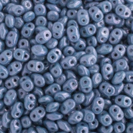 SuperDuo Chalk Blue Luster, 2 hole 2.5x5MM Czech Glass Bead, 03000-14464-10 Grams