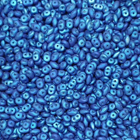 Superduo Metalust Matte Crown Blue, Czech Glass 2-hole bead 2.5mm x 5mm 23980-24303