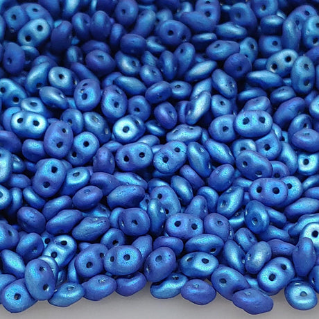Superduo Metalust Matte Crown Blue, Czech Glass 2-hole bead 2.5mm x 5mm, 10 grams