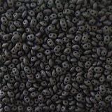 Superduo Jet Matte, Czech Glass 2-hole bead 2.5x5mm, 23980-84110