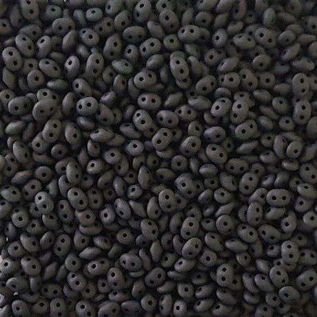 Superduo Jet Matte, Czech Glass 2-hole bead 2.5x5mm, 23980-84110