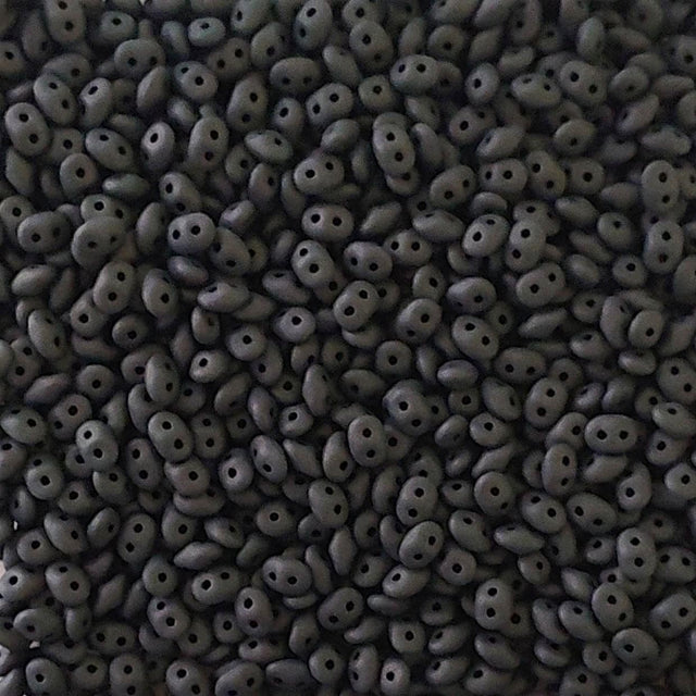 Superduo Jet Matte, Czech Glass 2-hole bead 2.5x5mm, 23980-84110