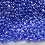 SuperDuo Opaque Blue White Luster, Czech Glass 2-hole bead 2.5x5mm, 533050-14400, 10 grams