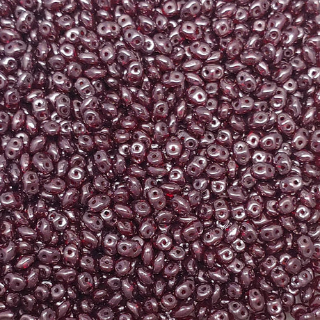 SuperDuo Red Wine, 2-Hole Czech Glass 2.5x5mm, 90080-15726