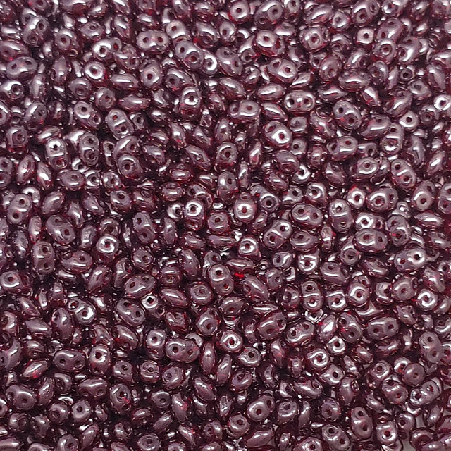 SuperDuo Red Wine, 2-Hole Czech Glass 2.5x5mm, 90080-15726
