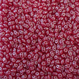SuperDuo Cherry Luster, Czech Glass  2-Hole 2.5x5mm, 91250-14400
