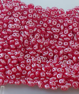 SuperDuo Cherry Luster, Czech Glass 2-Hole 2.5x5mm,L91250-14400-10 grams