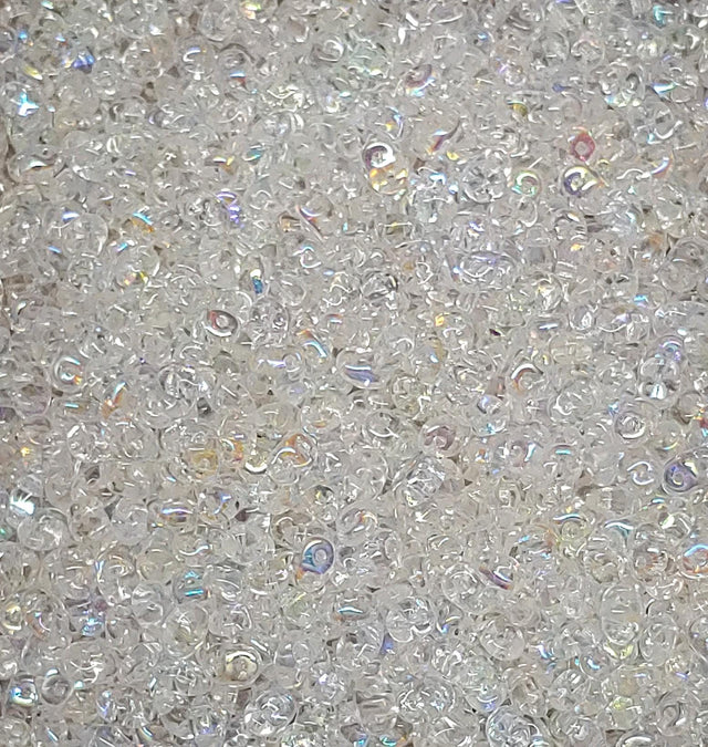 SuperDuo Crystal AB, 2 hole bead 2.5x5mm Czech Glass Beads