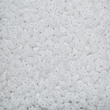 SuperDuo Chalk White, 2 hole bead 2.5x5mm Czech Glass Beads