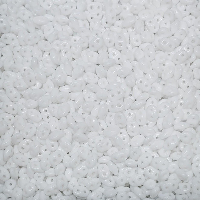 SuperDuo Chalk White, 2 hole bead 2.5x5mm Czech Glass Beads