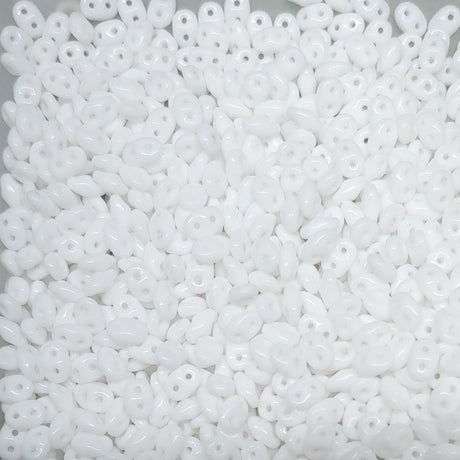 SuperDuo Chalk White, 2 hole bead 2.5x5mm Czech Glass Beads, 10 grams