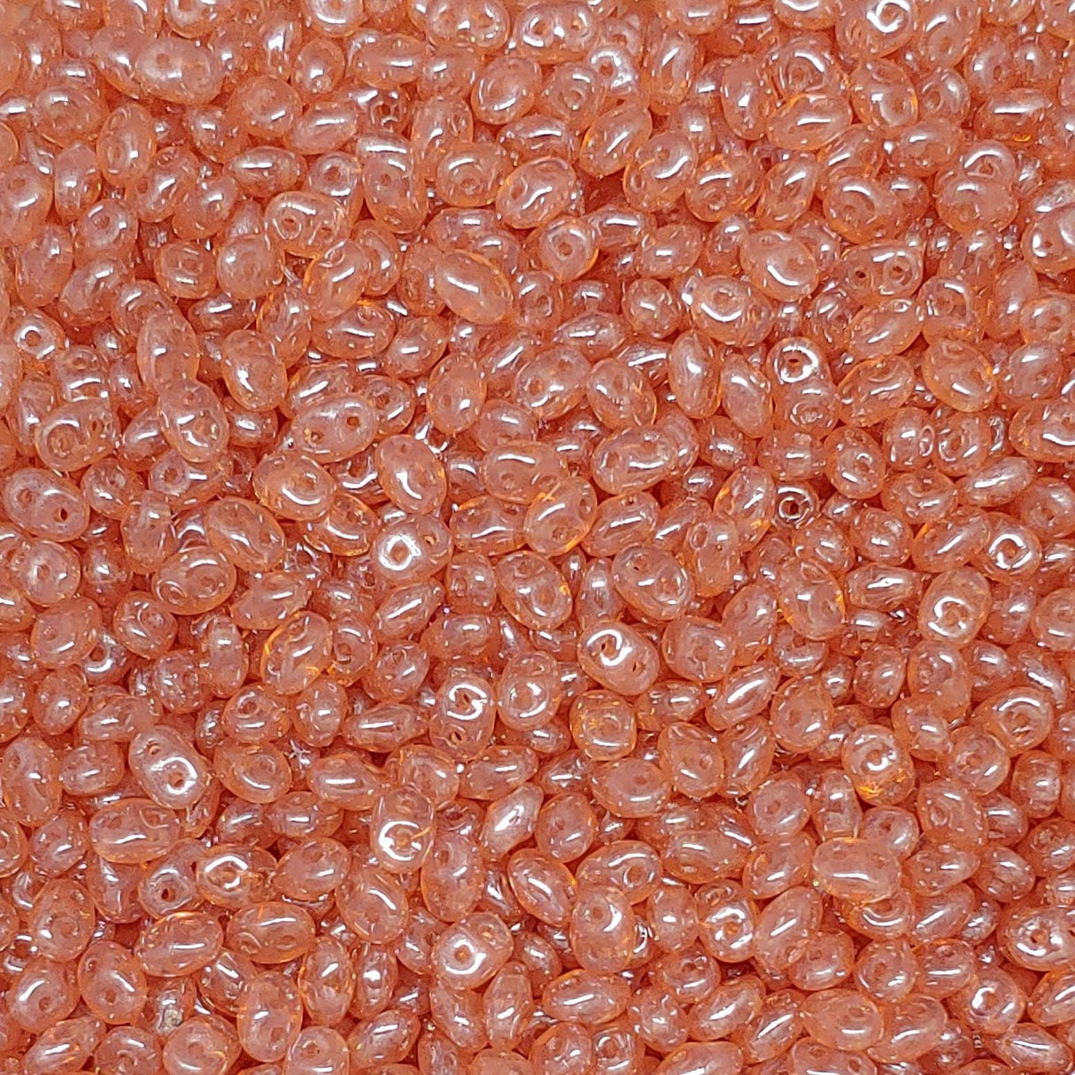 SuperDuo Opal Rose White Luster, 2-Hole 2.5x5mm Czech Glass, 71010-14400-