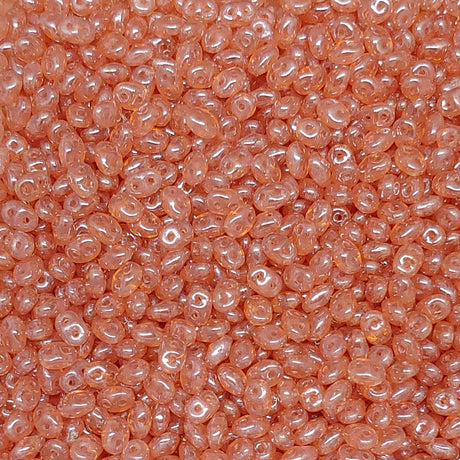 SuperDuo Opal Rose White Luster, 2-Hole 2.5x5mm Czech Glass, 71010-14400-