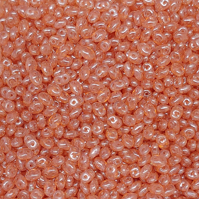 SuperDuo Opal Rose White Luster, 2-Hole 2.5x5mm Czech Glass, 71010-14400-
