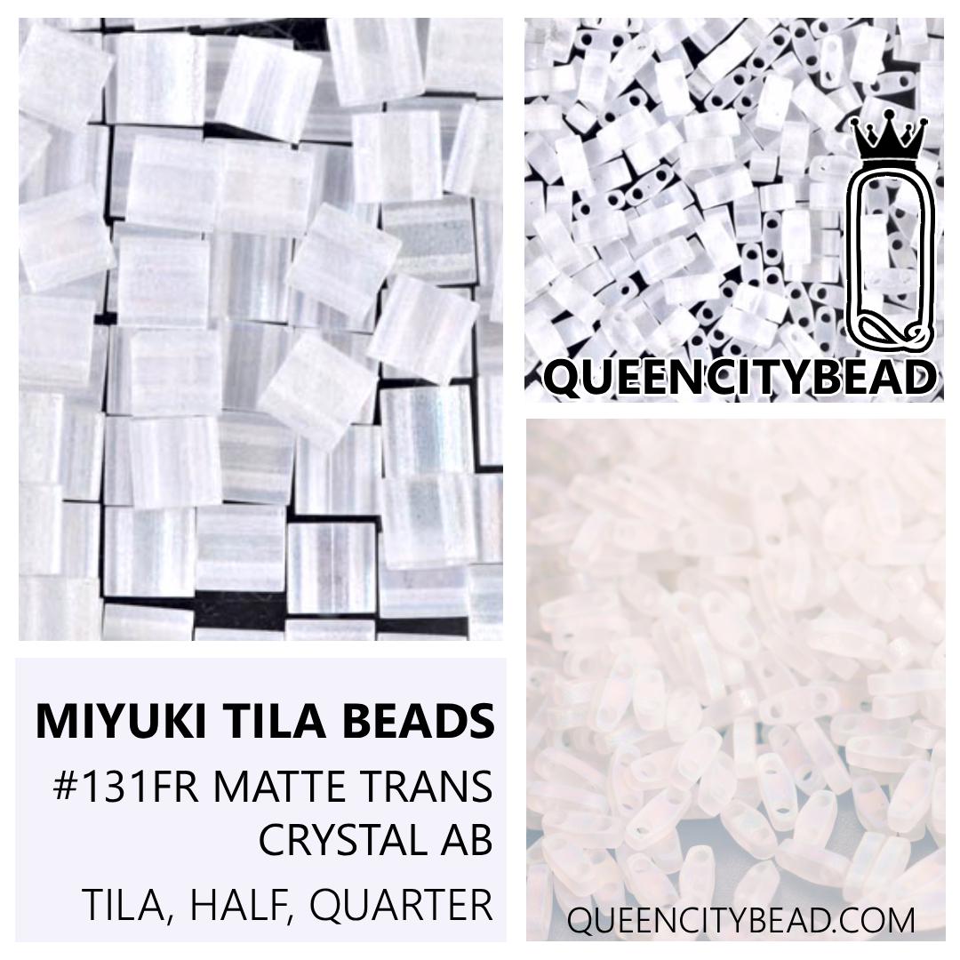 Miyuki Tila Beads, Tila, Half Tila or Quarter Tila, Matte Transparent Crystal AB-131FR