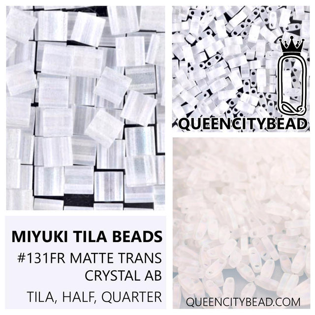 Miyuki Tila Beads, Tila, Half Tila or Quarter Tila, Matte Transparent Crystal AB-131FR