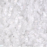 Miyuki Tila Beads, Tila, Half Tila or Quarter Tila, Matte Transparent Crystal AB-131FR, 5 grams