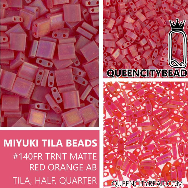 Miyuki Tila Beads, Tila, Half Tila or Quarter Tila, Matte Transparent Crystal AB-140FR