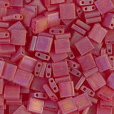 Miyuki Tila Beads, Tila, Half Tila or Quarter Tila, Matte Transparent Red Orange AB-140FR, 5 grams