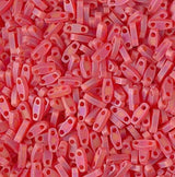 Miyuki Tila Beads, Tila, Half Tila or Quarter Tila, Matte Transparent Red Orange AB-140FR, 5 grams