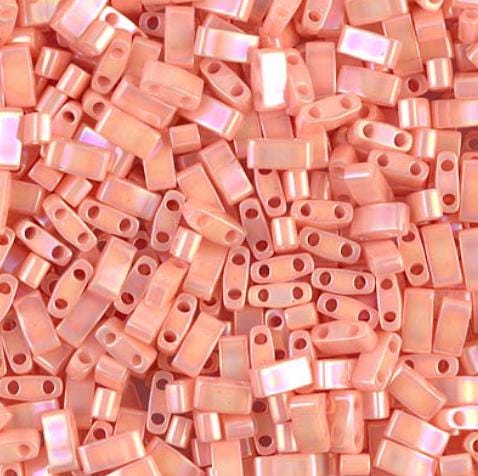 Miyuki Tila Beads-Tila, Half Tila or Quarter Tila Opaque Tea Rose Luster - 596-1, 5 grams