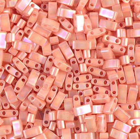 Miyuki Tila Beads-Tila, Half Tila or Quarter Tila Opaque Tea Rose Luster - 596-1, 5 grams