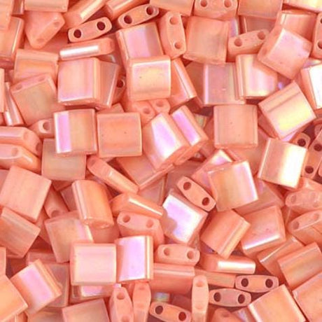 Miyuki Tila Beads-Tila, Half Tila or Quarter Tila Opaque Tea Rose Luster - 596-1, 5 grams